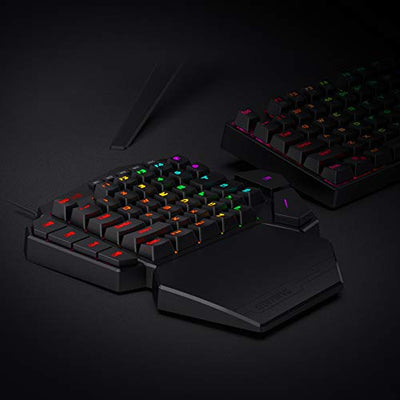 Redragon K585 DITI Einhand RGB Mechanische Gaming-Tastatur, Blaue Schalter, Typ-C Professionelle Gaming-Tastatur mit 7 Integrierten Makrotasten, Abnehmbare Handgelenkstütze, 42 Tasten