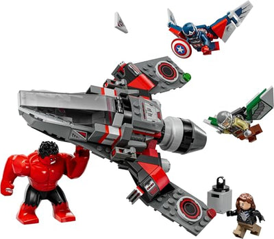 LEGO Marvel Showdown zwischen Captain America und Red Hulk, Geschenk für Kinder, Set mit baubarem Jet, Superhelden Spielzeug für Jungen und Mädchen ab 8 Jahren, Abenteuer Bauspielzeug 76292