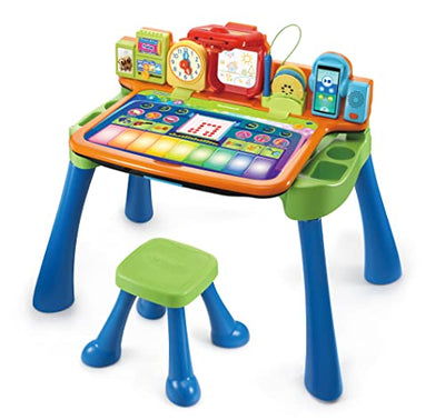 Vtech 5-in-1 Magischer Schreibtisch – Interaktiver Kinderschreibtisch inkl. Hocker – Mit Kreidetafel, Staffelei, Schreibfeld und Projektor – Für Kinder von 3-6 Jahren