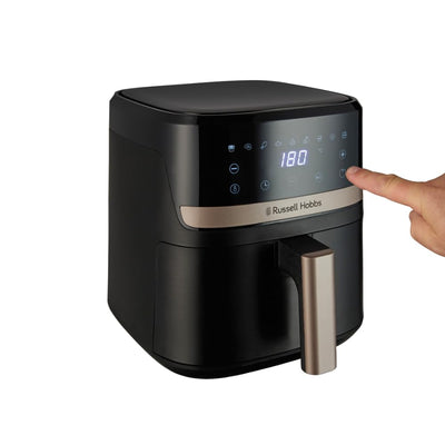 Russell Hobbs Heißluftfritteuse L 4,3L Rapid AirFryer [sehr kleines Gehäuse, sehr leise, 9 Programme] SatisFry (spülmaschinenfest, Fritteuse ohne Öl, TouchScreen, Grillen, Backen, Braten etc) 27610-56