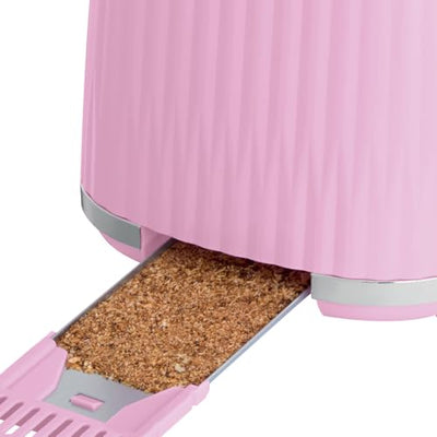 Russell Hobbs Toaster [für 2 Scheiben] Eden (6 Bräunungsstufen, Hebefunktion, Auftau-, Aufwärm- & Stoppfunktion, Krümelschublade, Brötchenaufsatz, Himbeere) 27372-56