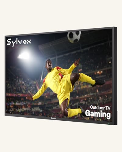 SYLVOX 65" Outdoor Fernseher, 120Hz| 4K Ultra HD | HDR 10 | Dolby Atmos | Google Outdoor TV, WiFi 5G & HDMI 2.1 Wetterfest und IP55 Wasserdicht TV, 1000 Nits Smart Fernseher für Gaming (Modell 2025)