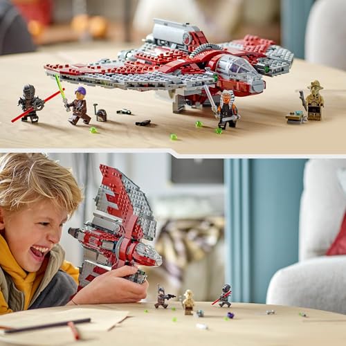 LEGO Star Wars Ahsoka Tanos T-6 Jedi Shuttle Set, baubares Raumschiff-Spielzeug mit 4 Minifiguren inkl. Sabine Wren und Marrok mit Lichtschwertern, Geschenk für Fans der Ahsoka-Serie 75362