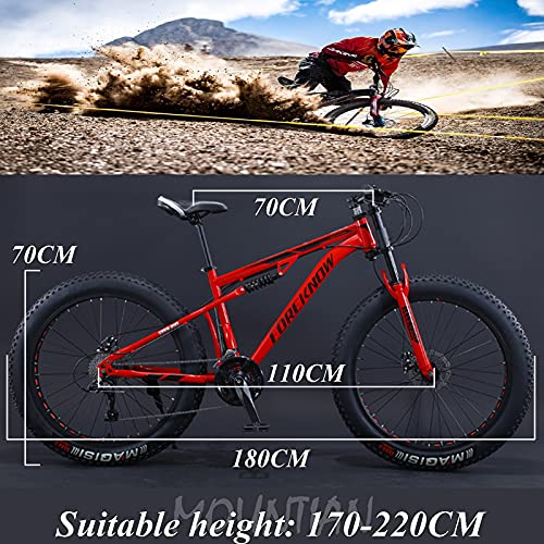 MEVZHH Mountainbikes, 26 Zoll Fat Tire Hardtail Mountainbike, Doppelfederungsrahmend Federgabel All Terrain Mountainfür Männer Frauen/30 Geschwindigkeit/Orae 5 Gesprochen