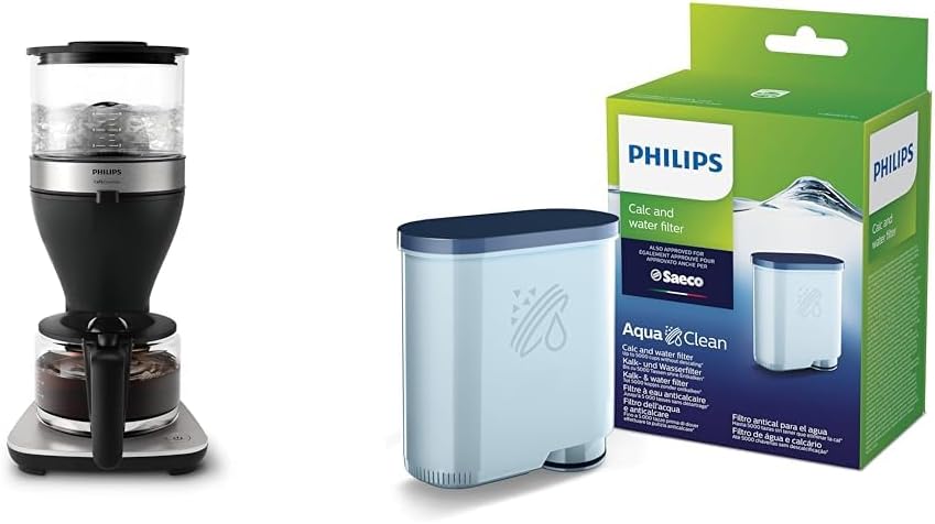 Philips Filterkaffeemaschine – 1.25-Liter-Fassungsvermögen & Philips AquaClean Kalk- und Wasserfilter für Espressomaschine, Kein Entkalken bis 5000 Tassen, Doppelpack