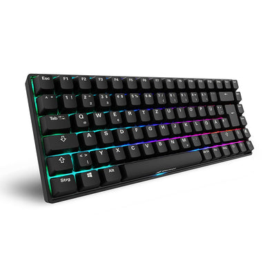 Sharkoon Skiller SGK50 S3 PBT Schwarz, RGB Gaming Keyboard, Gateron G PRO 3.0 Yellow, 75% Layout