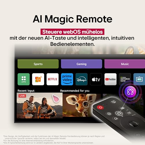LG OLED65B59LA TV 65 Zoll (165 cm) 4K OLED AI TV (α8 Gen2 4K AI Prozessor, webOS 25, 120Hz) [Modelljahr 2025]