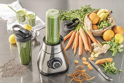 CASO B 1800 PowerBlender-Set - Standmixer, 28.000 U/min, Glasbehälter 1,75 L, inkl. Trinkflasche und Zerkleiner, Mixer Testsieger mit sehr gut, Edelstahl