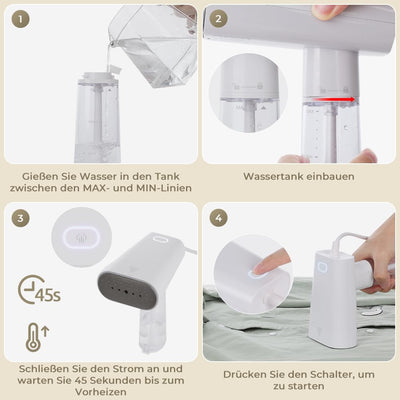 Vpcok Direct Steamer Dampfglätter Reise 1000W Dampfbürste mit 150ML Tank für vertikales, horizontales Dampf, Tragbares Handbügeleisen Dampfbügel schnelles Aufheizen, Faltenentfernung für Kleidung