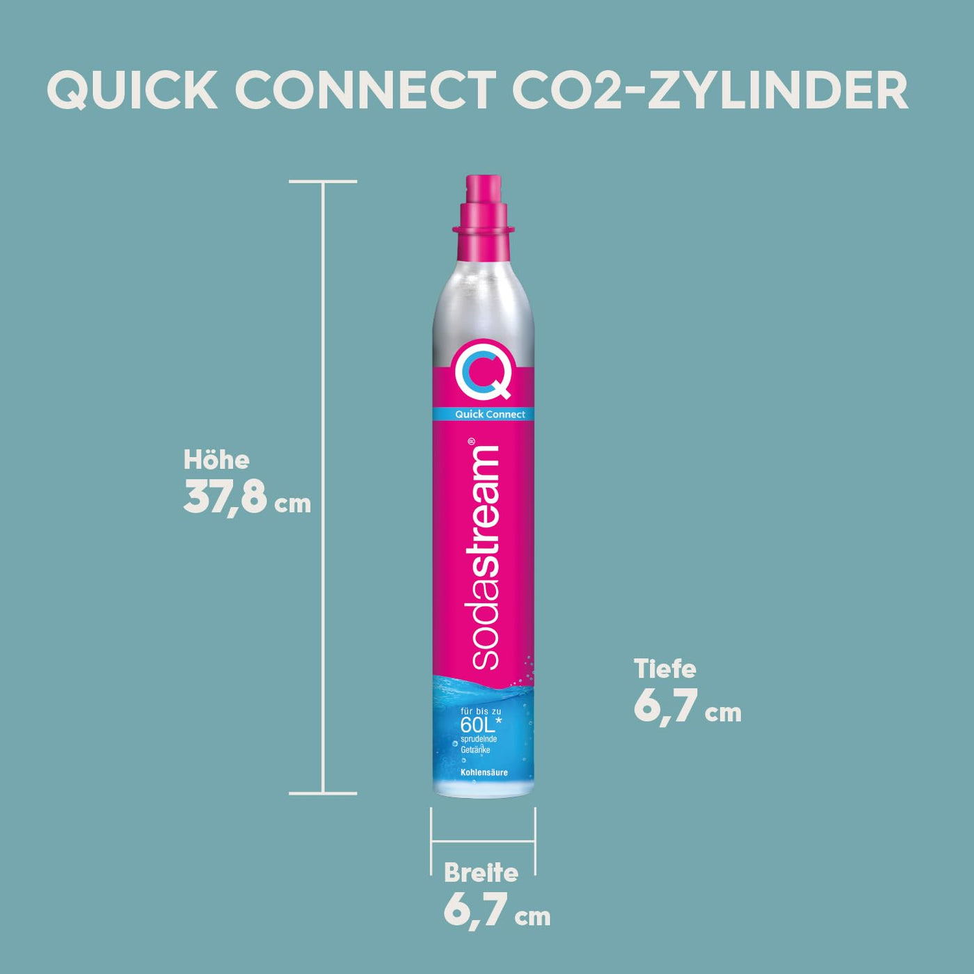 SodaStream Quick Connect Reservezylinder, Kohlensäure für bis zu 60L gesprudeltes Wasser