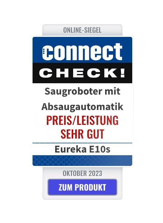 EUREKA E10s DE Saug- & Wischroboter + beutelloser Multi-Zyklon-Absaugstation (4000Pa, Auto Teppicherkennung & Auto Mop Lifting, LiDAR-Navigation, ideal gegen Tierhaare, App- & Sprachsteuerung) weiß