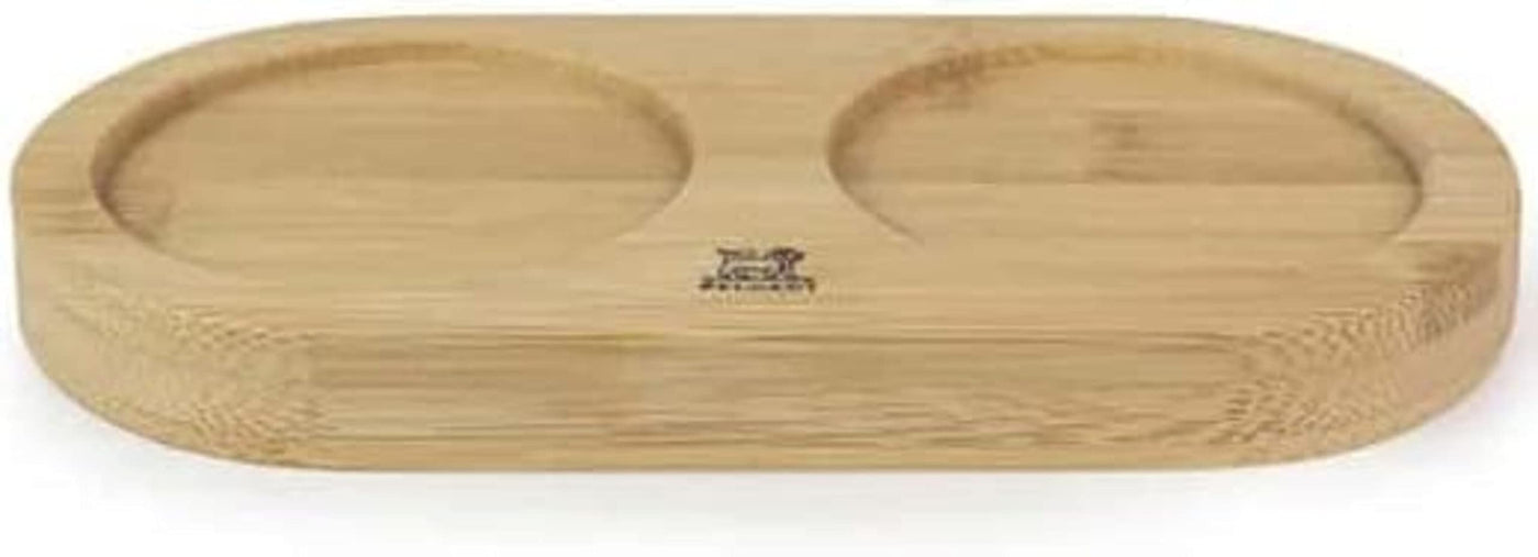 PEUGEOT - Geschenkset Bali Palais des Épices - Pfeffermühle 8 cm aus Gusseisen + Salzbehälter aus Gusseisen + Bambustablett - Klassische Mahlgradeinstellung - Schwarz/Naturfarben