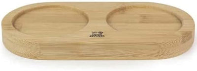 PEUGEOT - Geschenkset Bali Palais des Épices - Pfeffermühle 8 cm aus Gusseisen + Salzbehälter aus Gusseisen + Bambustablett - Klassische Mahlgradeinstellung - Schwarz/Naturfarben