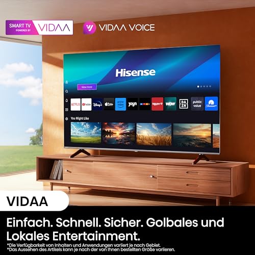 Hisense 85E6NT 214,78cm (85 Zoll) Fernseher, 4K UHD Smart TV, Precision Colour, HDR, Dolby Vision, 60Hz, Triple Tuner DVB-C/S/S2/T/T2, WiFi, HDMI 2.1, Bluetooth, Alexa Built-in, Schwarz, [2024]