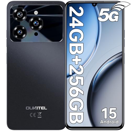 OUKITEL C6 5G Smartphone Ohne Vertrag, 24GB RAM+256GB/1TB ROM Handy Ohne Vertrag, 6.8'' HD+90Hz, 5150mAh, Android 15 Simlockfreie Handys, 50MP Kamera Smartphone, Dual 5G SIM/GPS/Face ID/Fingerabdruck