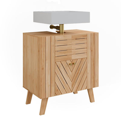 Vicco Waschbeckenunterschrank Lucie, Bambus, 60 x 65 cm mit 2 Türen