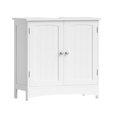 VASAGLE Waschbeckenunterschrank, Unterschrank, Waschtischunterschrank, Badezimmerschrank mit 2 Türen, verstellbare Ablage, viel Stauraum, freistehend, Landhausstil, 60 x 30 x 60 cm, Weiß BBC01WT