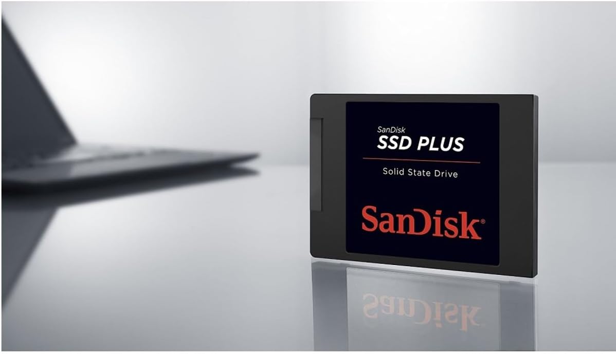 SanDisk SSD Plus interne SSD Festplatte 240 GB (schnelleres Hoch,-Herunterfahren und Laden, Lesegeschwindigkeit 530 MB/s, Schreibgeschwindigkeit 440 MB/s, stoßfest) Festkörper-Laufwerk