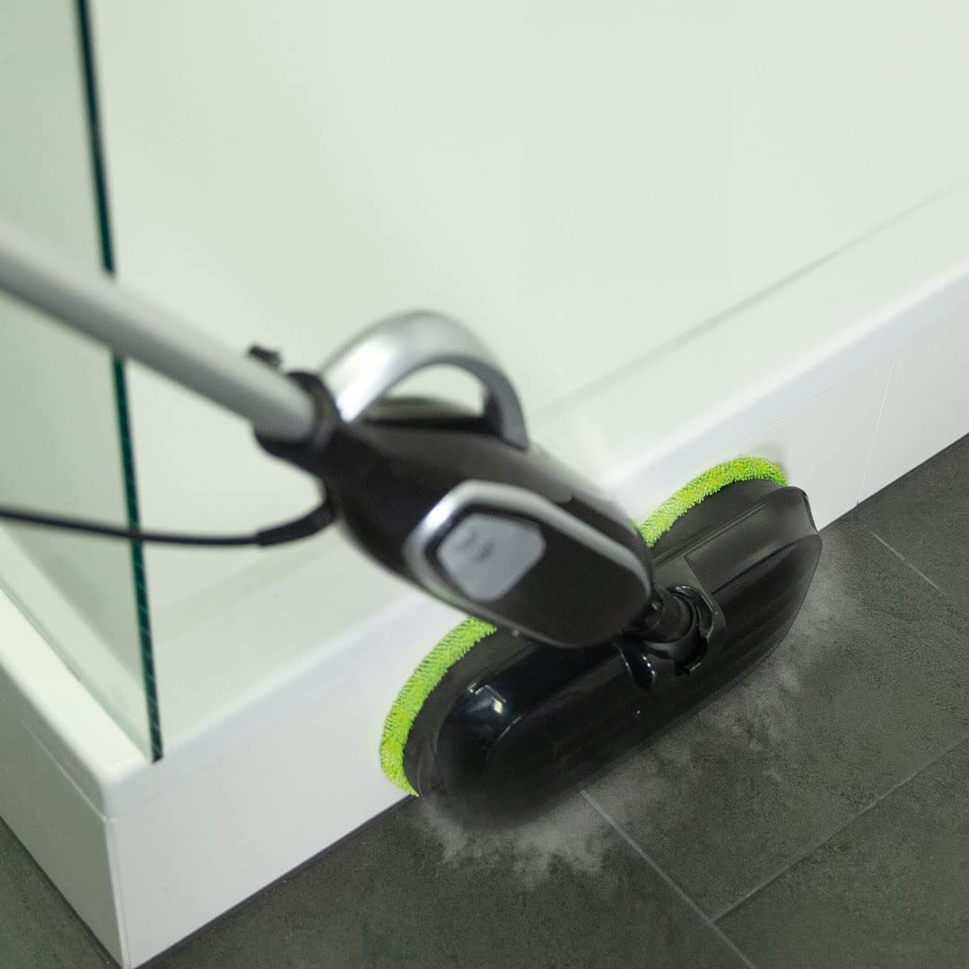 Livington Steam Twister schwarz - rotierender Dampfreiniger inkl. Zubehör - Dampfbesen & Handdampfreiniger - Entfernt bis zu 99,9% der Bakterien - elektrischer Bodenwischer mit Wassertank