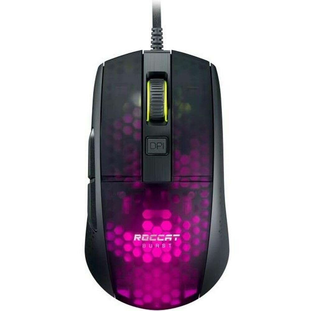Roccat Burst Pro - Extrem leichte Optical Pro Gaming Maus (hohe Präzision, Optischer Owl-Eye Sensor (100 bis 16.000 Dpi), RGB AIMO LED Beleuchtung, 68g leicht, Designt in Deutschland), schwarz