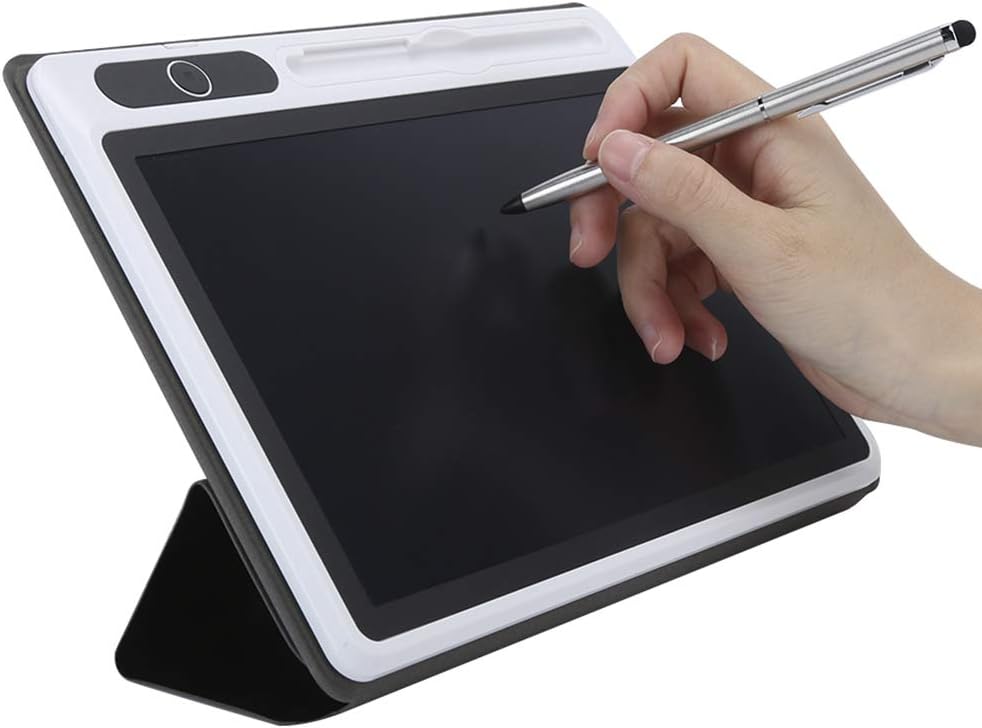 Topiky 10,1-Zoll-LCD-Handschrifttafel mit Ledertasche und Stiftset, Elektronischer Notizblock LCD-Tablet-Zeichenblock Business Supply Handmalwerkzeug(schwarz)
