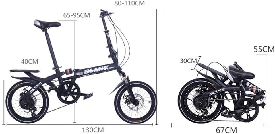 16-Zoll 6 Gang Klappräder, Travel Faltrad, Camping Klapprad mit Tragegriff, Faltfahrrad für Herren und Damen,Doppelscheibenbremse