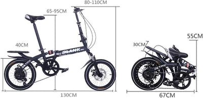 16-Zoll 6 Gang Klappräder, Travel Faltrad, Camping Klapprad mit Tragegriff, Faltfahrrad für Herren und Damen,Doppelscheibenbremse