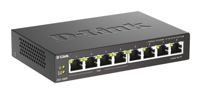 D-Link DGS-1008P, 8-Port Unmanaged PoE+ Gigabit Switch (8 Anschlüsse mit 10/100/1000 Mbit/s, 4 davon mit PoE-Unterstützung, 60W PoE Kapazität, Plug & Play, lüfterlos, Metallgehäuse)