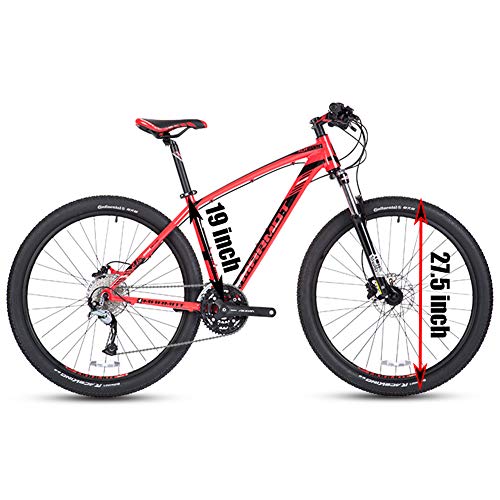 Wmmner Mountainbikes 27,5 Zoll für Erwachsene, Männer, Frauen, Mountainbike, starr, aus Aluminiumlegierung, 27 Gänge, mit Vorderradaufhängung, Doppelscheibenbremse und verstellbarem Sitz, rot, 38,1 cm