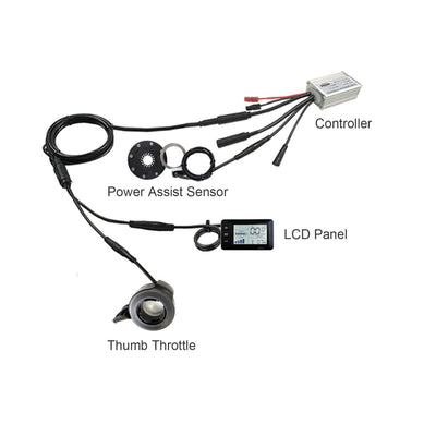 SPYMINNPOO Ebike Motor Controller, 250W 350W DC 36V 48V Elektrofahrrad Wasserdichter ESC mit GD01 Display 1 Bis 2 Kabel Komplettset