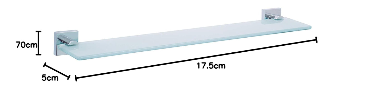 tesa EKKRO Glasablage aus satiniertem Glas, verchromte Halterung - Badablage zur Wandbefestigung ohne Bohren, inkl. Klebelösung - 600mm x 50mm x 120mm