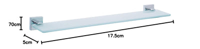 tesa EKKRO Glasablage aus satiniertem Glas, verchromte Halterung - Badablage zur Wandbefestigung ohne Bohren, inkl. Klebelösung - 600mm x 50mm x 120mm