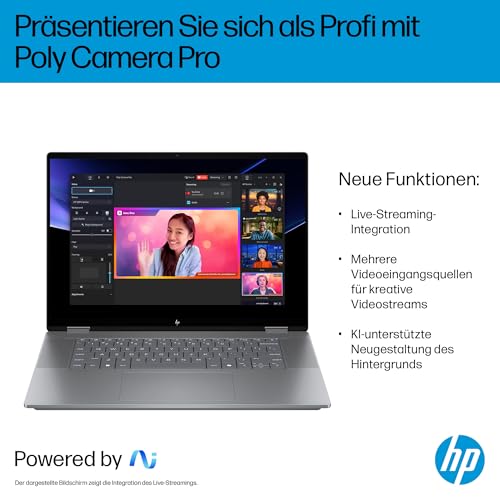 HP OmniBook X Flip 2in1 Next Gen AI Laptop | AMD Ryzen AI 7 350 (8C) | dedizierte NPU für KI | 50NPU Tops | Copilot+ PC | 16" 3K 2880x1800 OLED-Touchscreen | 16GB | 1TB SSD | Win11 | QWERTZ | Silber
