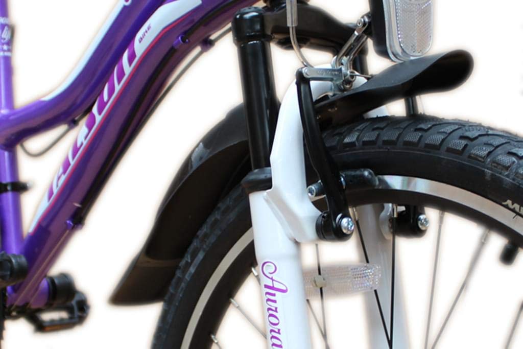 Talson 24 Zoll Mädchen Fahrrad MTB mit Beleuchtung und Shimano 21-Gang Kinderfahrrad Lila