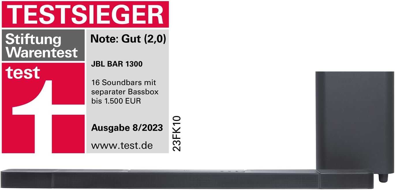 JBL Bar 1300 – Kompakte 11.1.4-Kanal-Soundbar für Heimkino Sound-System – Mit abnehmbaren Surround-Lautsprechern, MultiBeamTM und Dolby Atmos Surround Sound – Schwarz