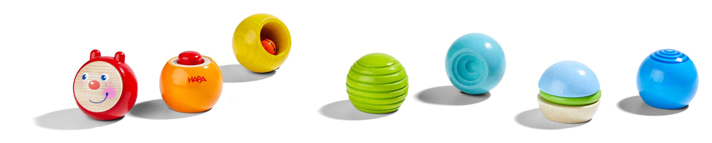 HABA Entdeckerbausteine Raupe - Regenbogen Holzkugeln mit optischen & akustischen Effekten - Made in Germany - Für Kinder ab 1 Jahr - Fördert die Feinmotorik - 2010924001
