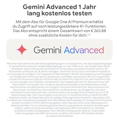 Google Pixel 9 Pro XL – Android-Smartphone mit Gemini ohne SIM-Lock, Dreifach-Rückkamerasystem, 24 Stunden Akkulaufzeit und EIN 6,8 Zoll großes Super Actua-Display – Obsidian, 128GB