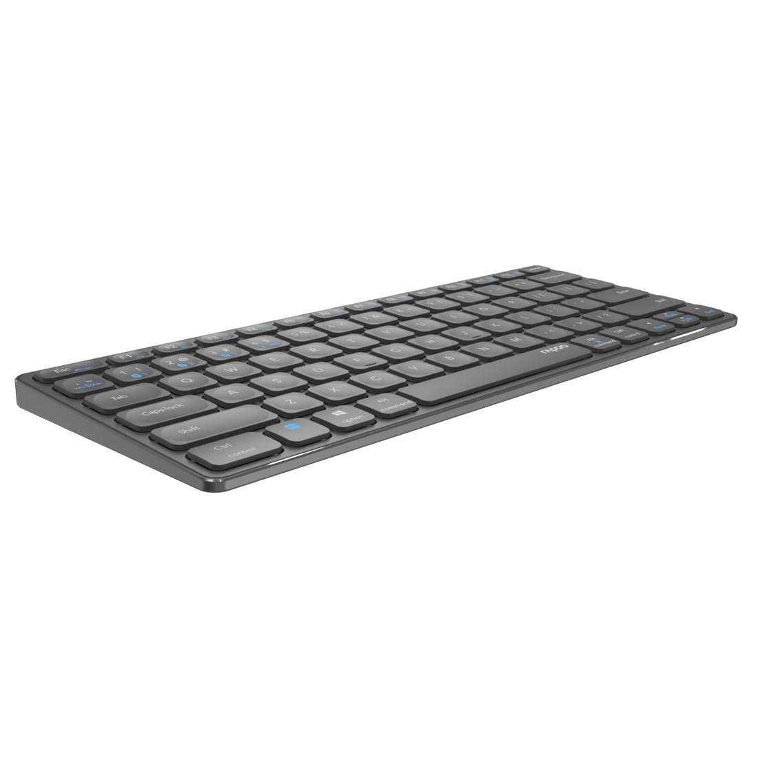 Rapoo E9600M kabellose Tastatur wireless Keyboard flaches Aluminium Design umweltfreundlicher wiederaufladbarer Akku DE-Layout QWERTZ PC & Mac - dark grey