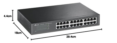 TP-Link TL-SG1024D 24 Port Gigabit Netzwerk Switch (Rackmount, 48Gbit/s Switching-Kapazität, 24*RJ-45 Ports, Metallgehäuse, IGMP-Snooping, unmanaged, Plug-und-Play) schwarz