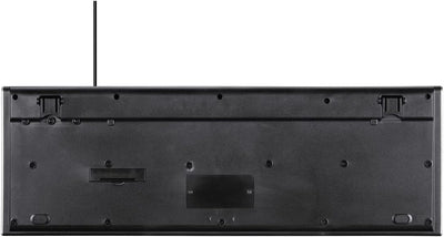 Hama Computertastatur Maus Set (kabelgebunden, ergonomisch, deutsches Tastenlayout QWERTZ, leise Tasten, flaches Design, 12 Media-Tasten, optische Maus, 1000 dpi, USB-Anschluss, PC, Laptop) schwarz