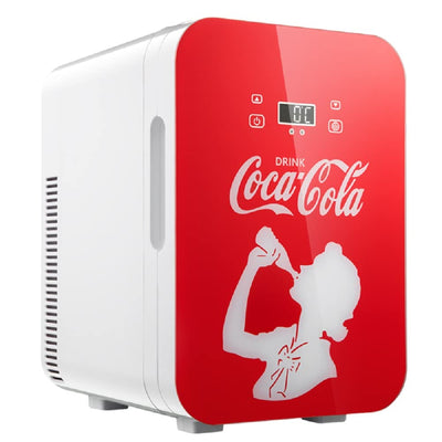 °CUBES Coca-Cola Mini Kühlschrank 9,3L | Kompakter Minikühlschrank mit Glasdruck & LCD-Touch-Display | Kleiner Kühlschrank für Auto & Haushalt | Leise & Effizient | 12V/220V