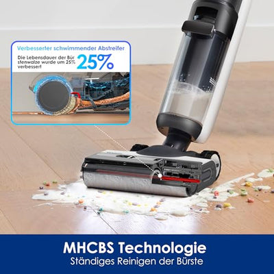 Tineco Floor ONE Switch S7 Nass Trockensauger, Saugwischer 40min, Staubsauger 65min, 70℃ Flashdry, Beidseitige Kantenreinigung, ZeroTangle Bürste, Dreifache Batterielebensdauer, für das Ganze Haus