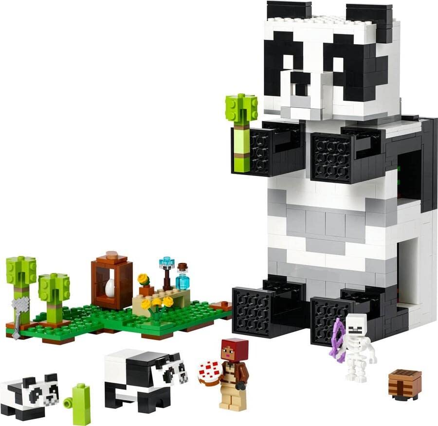 LEGO 21245 Minecraft Das Pandahaus Set, bewegliches Panda-Spielzeug-Haus mit Tier-Figuren und Skelett, Spielzeug für Jungen und Mädchen ab 8 Jahren