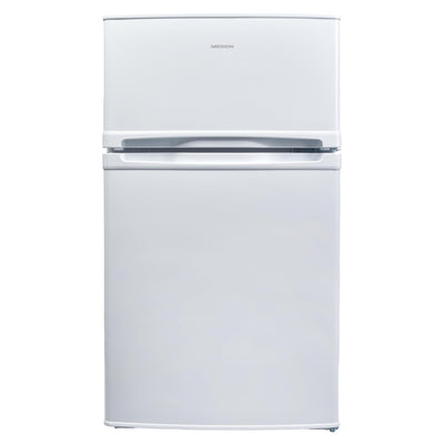 MEDION Mini Kühl-Gefrierkombination (85 Liter, 61L Kühlteil, 24L Gefrierteil, freistehend, 40 dB, transparente Gemüseschublade, Türanschlag wechselbar, MD 37689) weiß