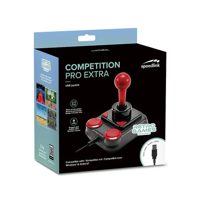 Speedlink COMPETITION PRO EXTRA USB Joystick - Digitaler Joystick mit DirectInput und Mikroschalter, schwarz-rot