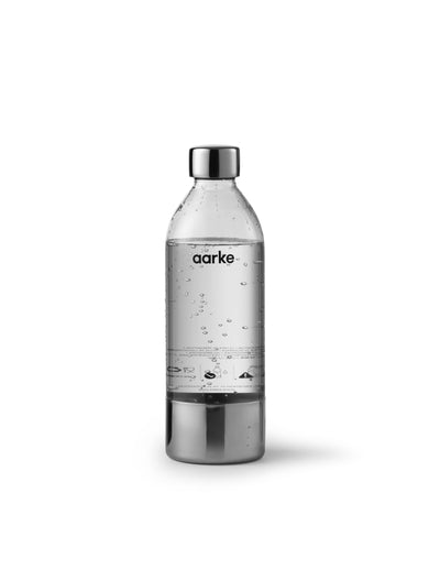 aarke 2er-Pack PET-Flaschen für Wassersprudler Carbonator 3, BPA-frei mit Details in Edelstahl, 800ml, AASPB1-STEEL