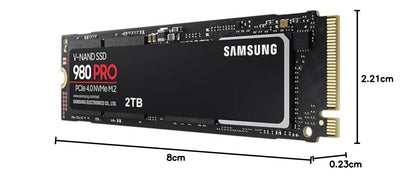 Samsung 980 PRO NVMe M.2 SSD, 2 TB, PCIe 4.0, 7.000 MB/s Lesen, 5.000 MB/s Schreiben, Interne SSD für Gaming und Videobearbeitung, MZ-V8P2T0BW