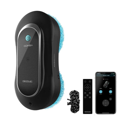 Cecotec Robot Fensterreiniger Conga Windroid 1090 Double Spray Connected 3in1; Sprüht, reinigt und trocknet, Doppelspray, APP, Fernbedienung, 8Modi, Aktionsradius 7,5m, Sicherheitskordel, Reinigungsse