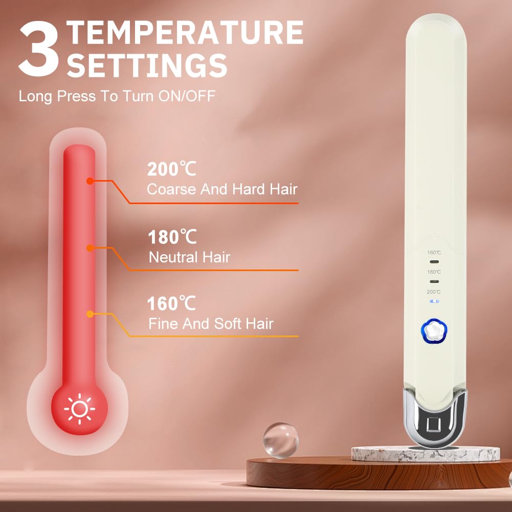 Alaoo Glätteisen Kabellos, 2 in 1 Haarglätter und Lockenwickler, 3. Gang Haarglätter mit einstellbarer Temperatur, Tragbarer Reise-Haarglätter, Geeignet für alle Haartypen für Frauen und Männer(Weiß)