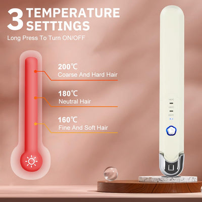 Alaoo Glätteisen Kabellos, 2 in 1 Haarglätter und Lockenwickler, 3. Gang Haarglätter mit einstellbarer Temperatur, Tragbarer Reise-Haarglätter, Geeignet für alle Haartypen für Frauen und Männer(Weiß)